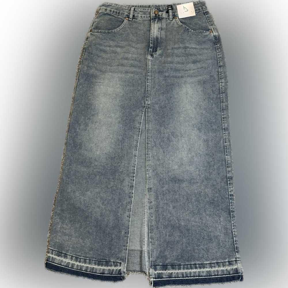 NWT Happily Grey Denim Maxi Skirt